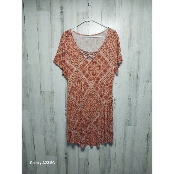 Maurice’s 24/7 Short Sleeve Dress Size XL Orange Summer Breathable w/ Pockets - Picture 1 of 7